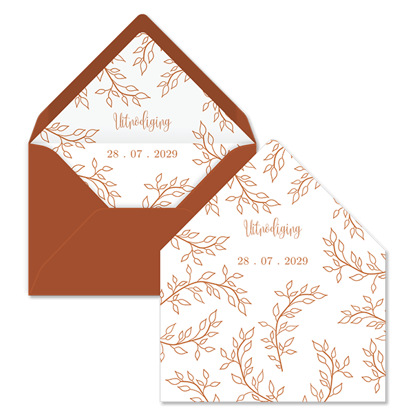 Envelop inlay trouwkaart met blaadjes