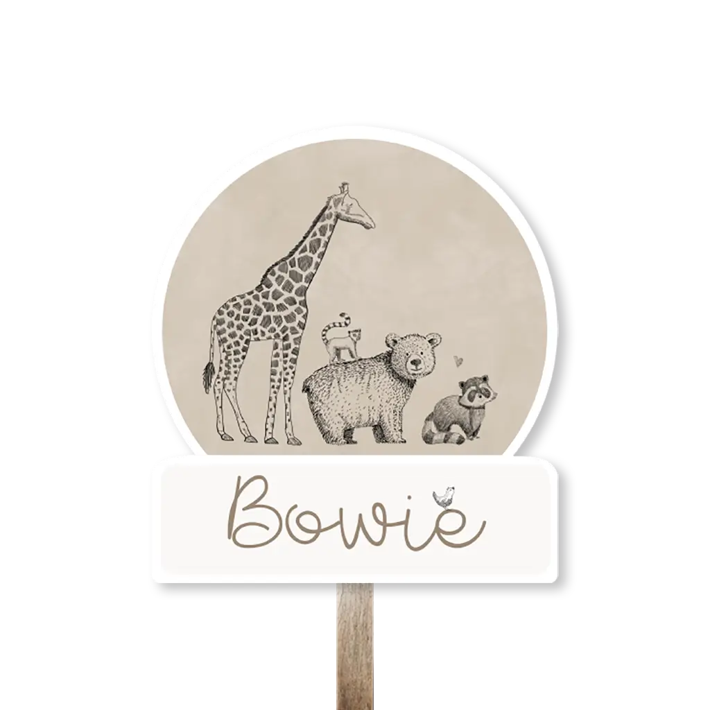 Tuinbord beige met getekende dieren 