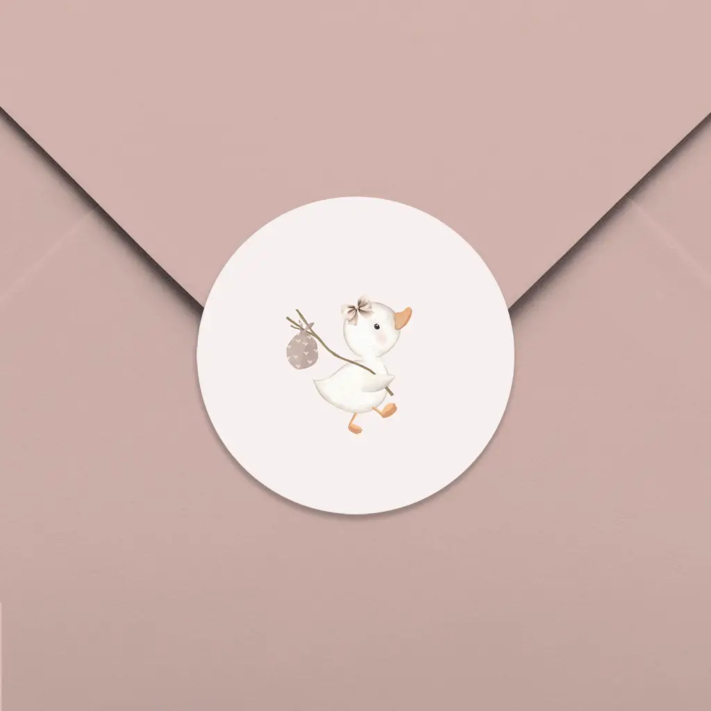 Sluitsticker roze met eendje - per vel