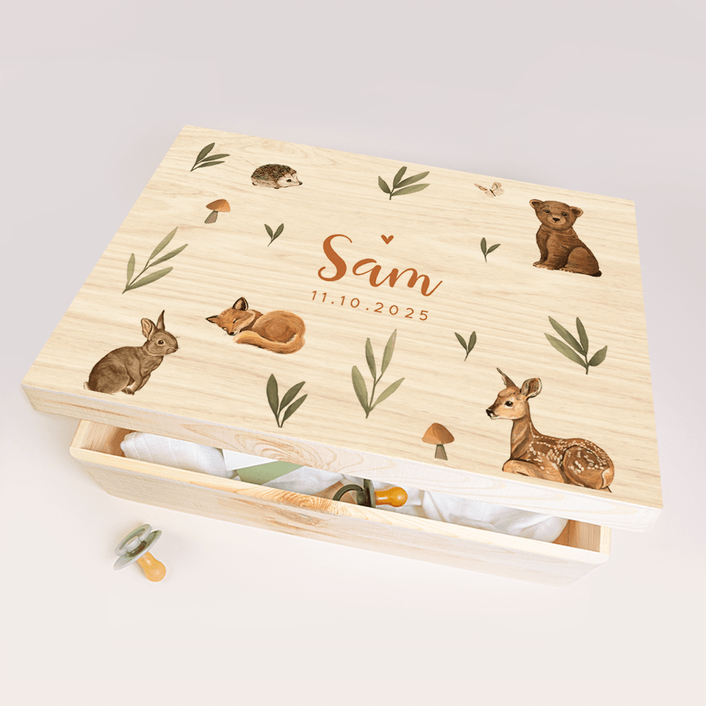 Memorybox baby met lieve bosdieren