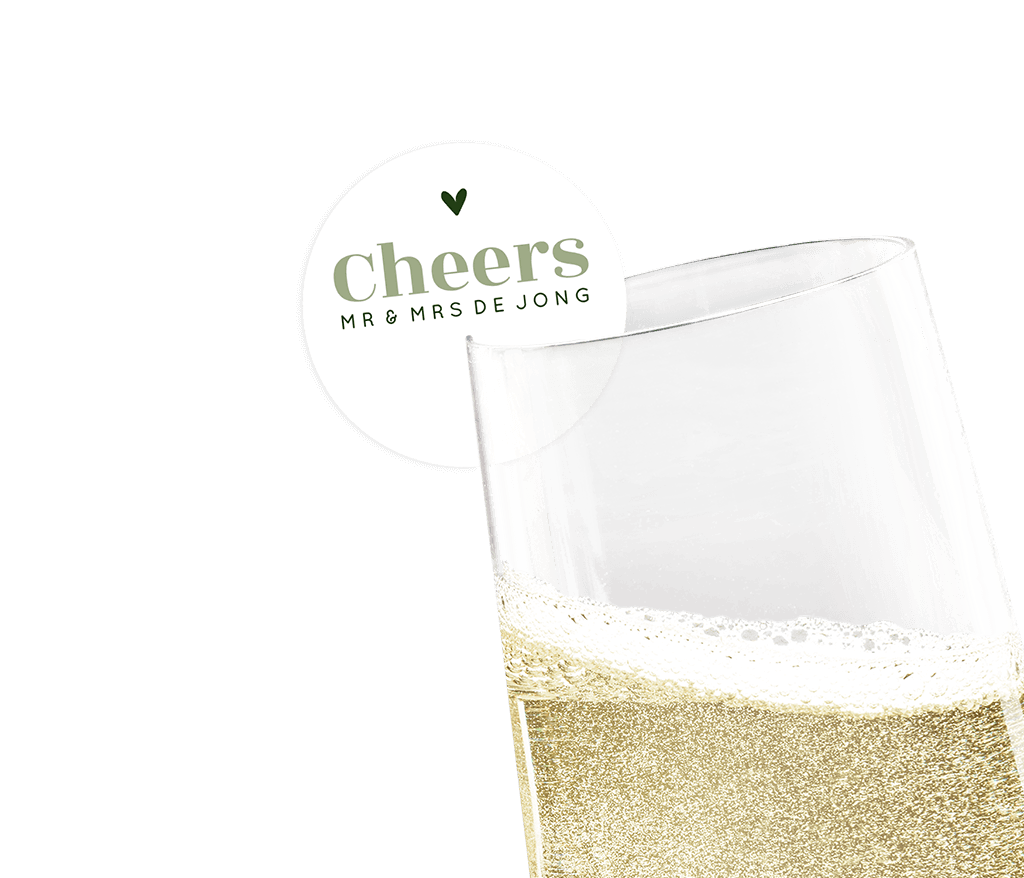 Sektglas-Deko rund 'Modern Green"