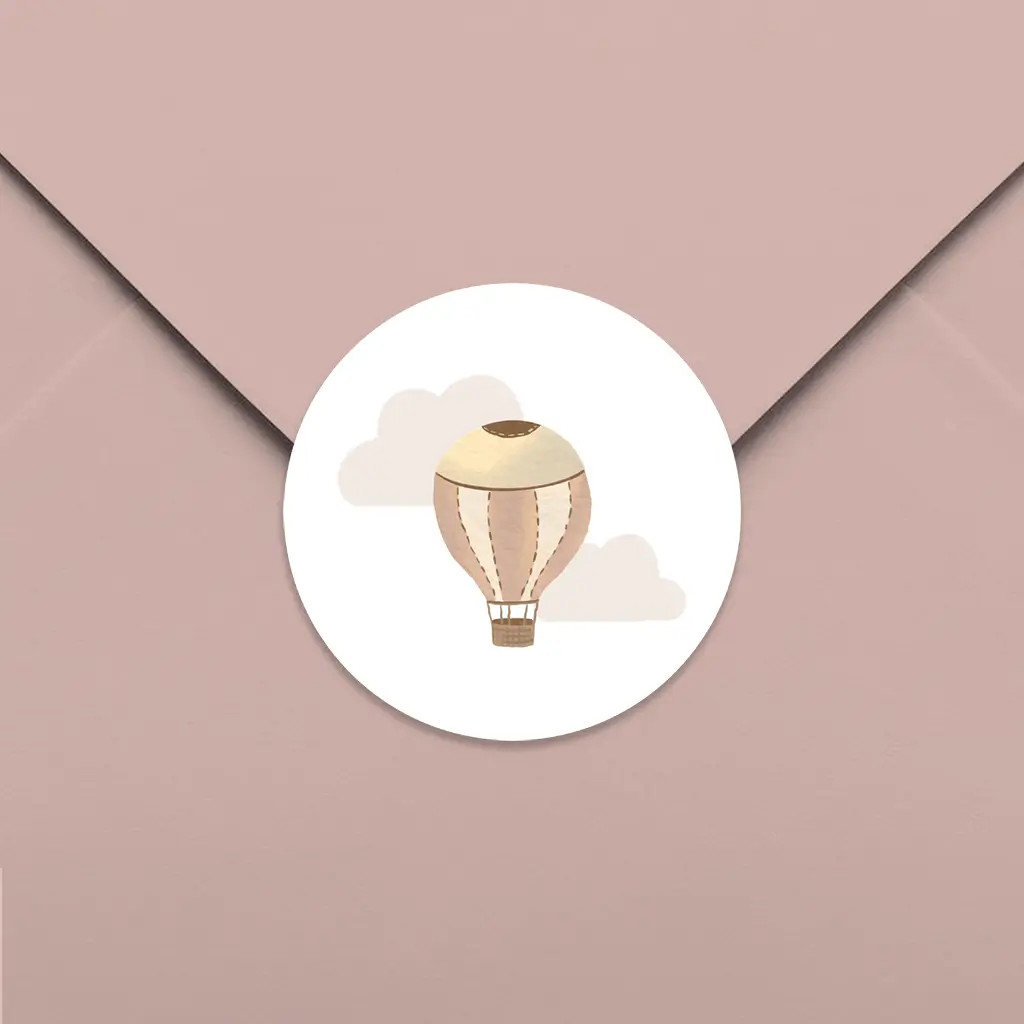 Lieve sluitsticker met luchtballon en wolkjes - per 25 stuks