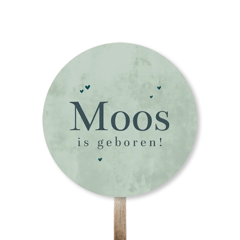 Tuinbord rond groene velvet-look met hartjes