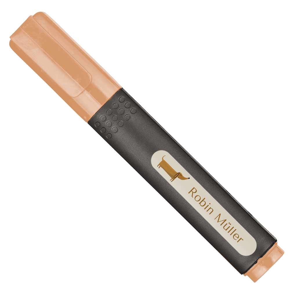 Namensaufkleber mit Dackel 40x6 mm