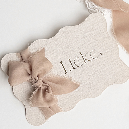 Origineel geboortekaartje meisje met strik (lint los bestellen)