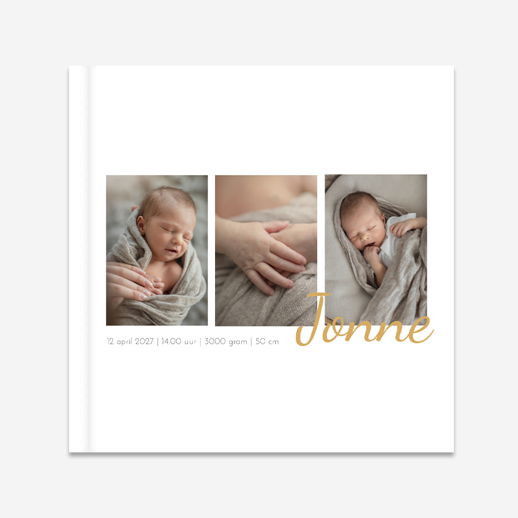 Kraambezoekboek Babyfoto's Wit Neutraal Stijlvol