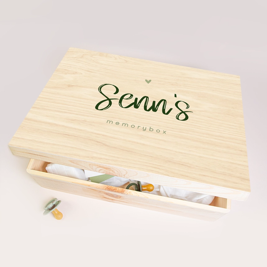 Stoere herinneringsdoos met legergroene details