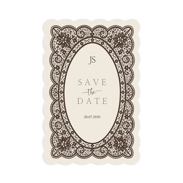 Vintage Save the Date met kant 