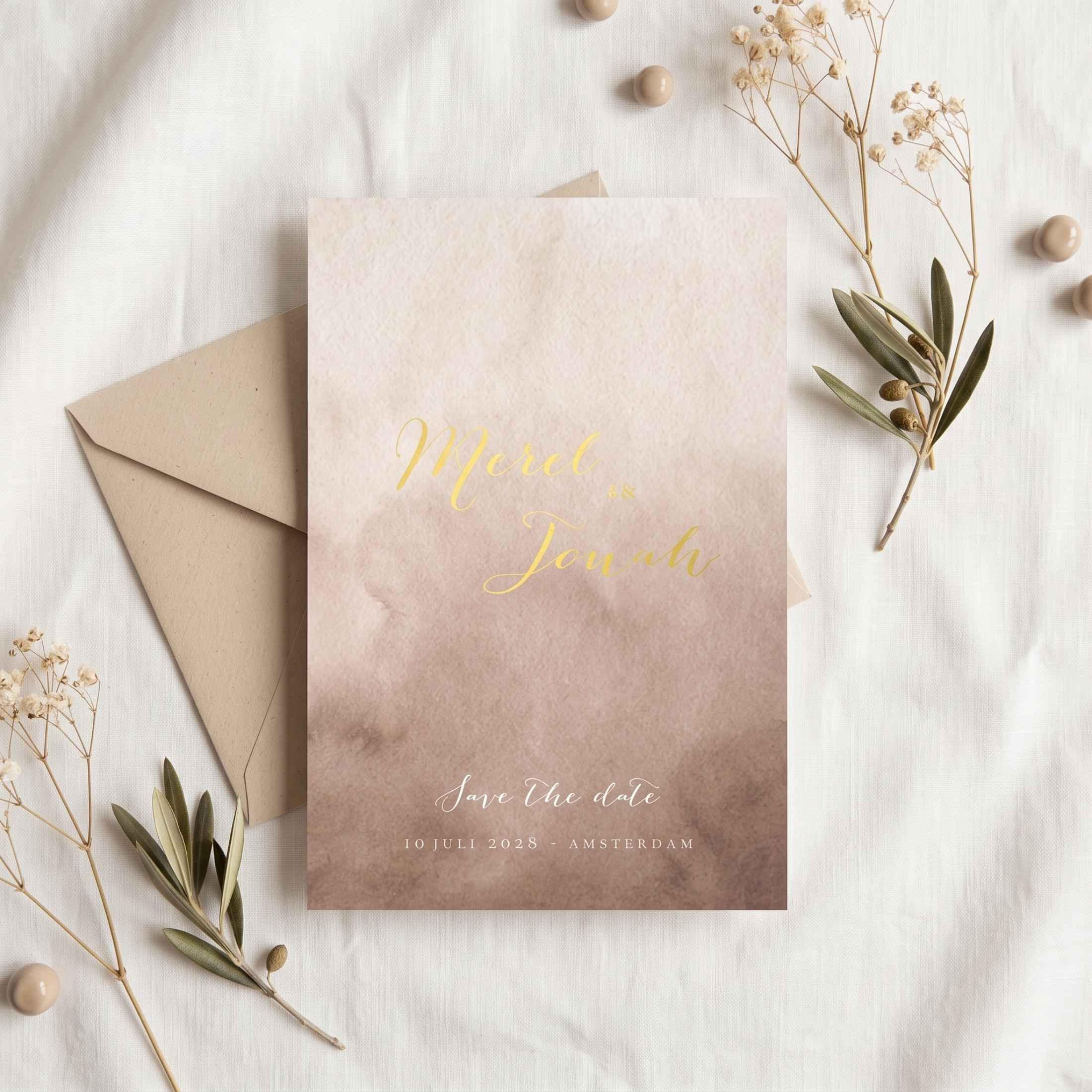 Save the Date watercolor nude bruin