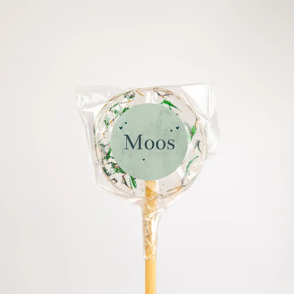 Naamsticker met groene velvet-look en hartjes - per vel