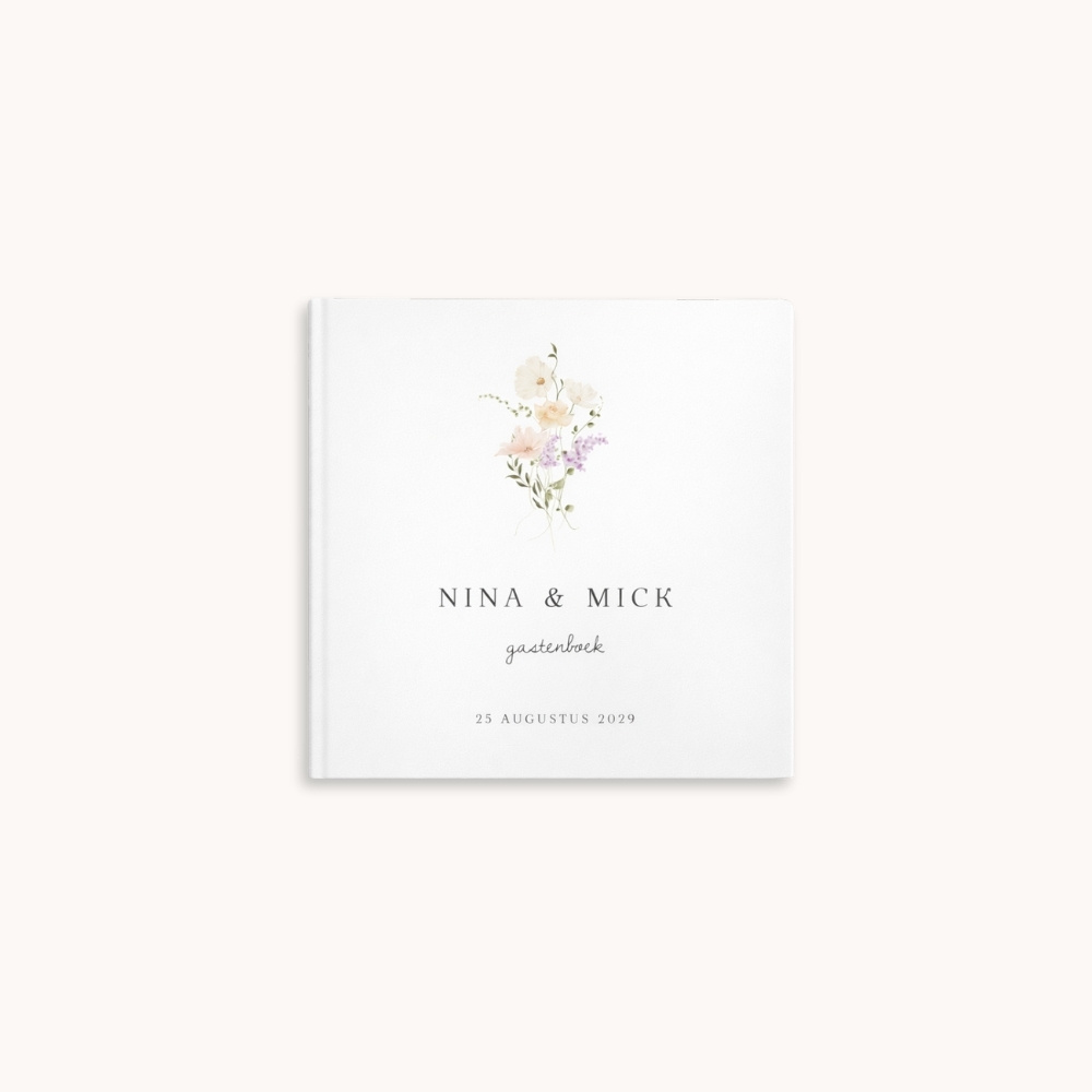 Gastenboek bruiloft botanisch pastel bloemen