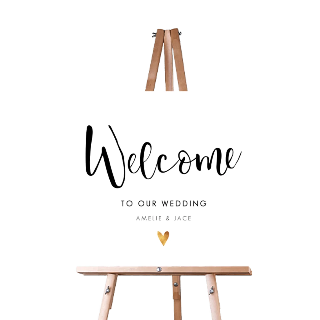 Bruiloftsbord clean met gouden hartje