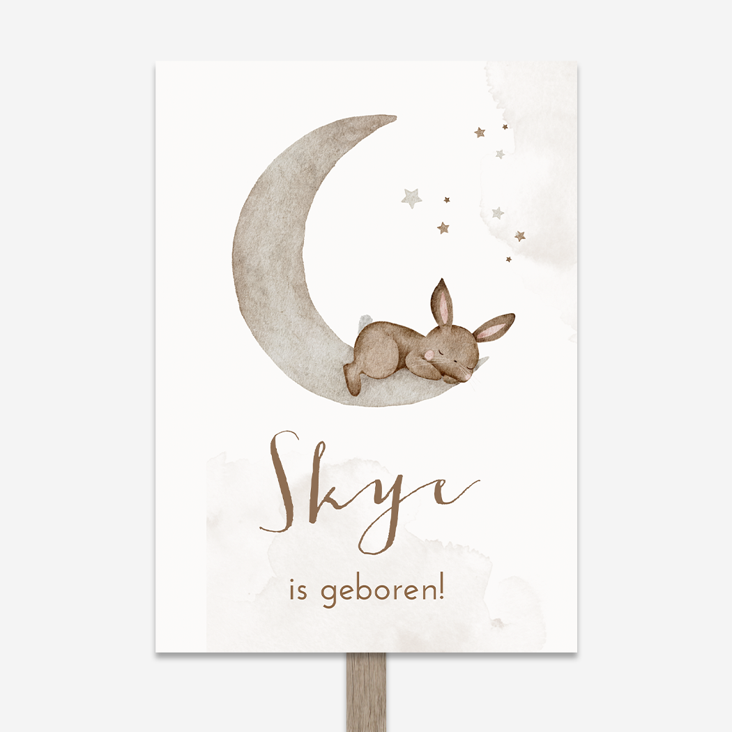 Tuinbord Rechthoekig Dromerig Maantje Konijntje