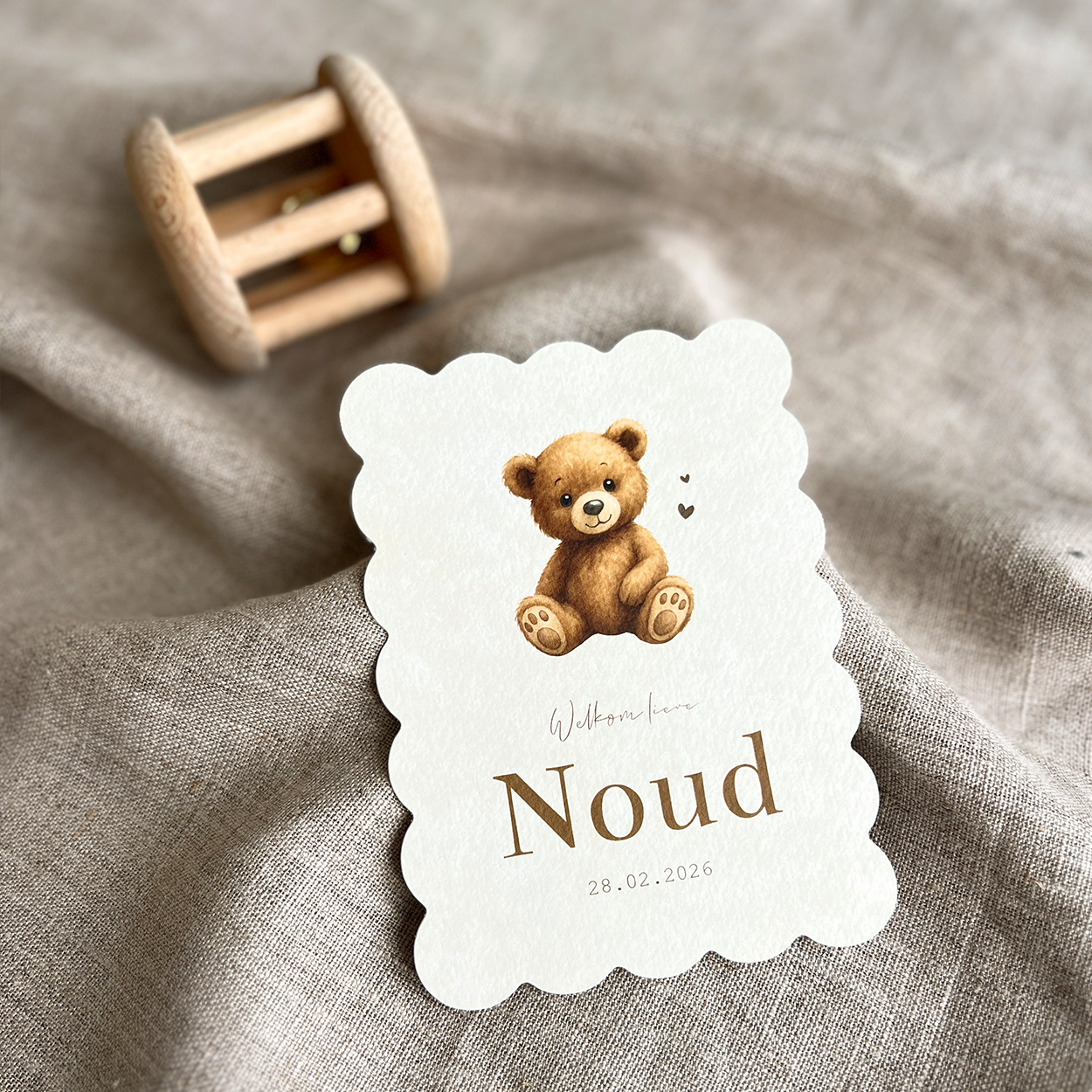 Geboortekaartje Jongen teddybeer Velvet