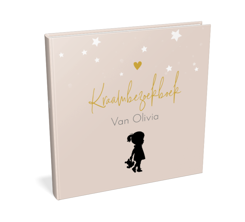 Roze kraambezoekboek met silhouet meisje