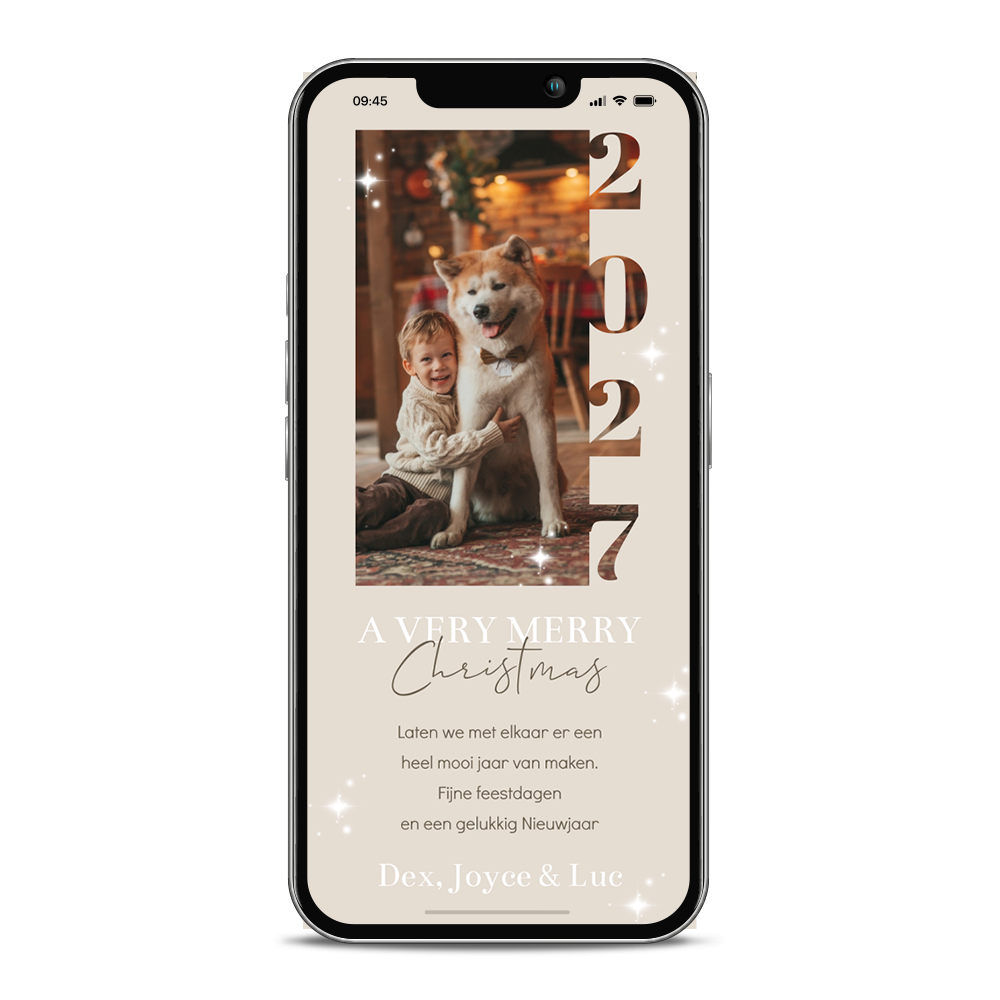 Eigen foto digitale kerstkaart met jaartal