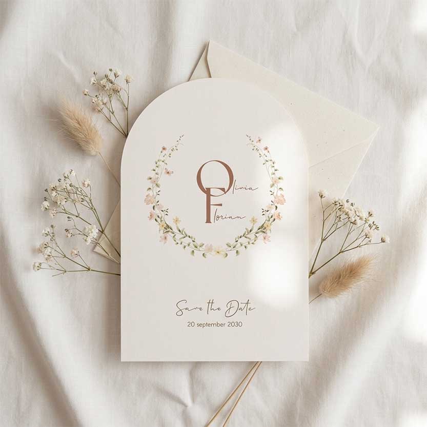 Save the Date kaart romantisch pastel bloemen