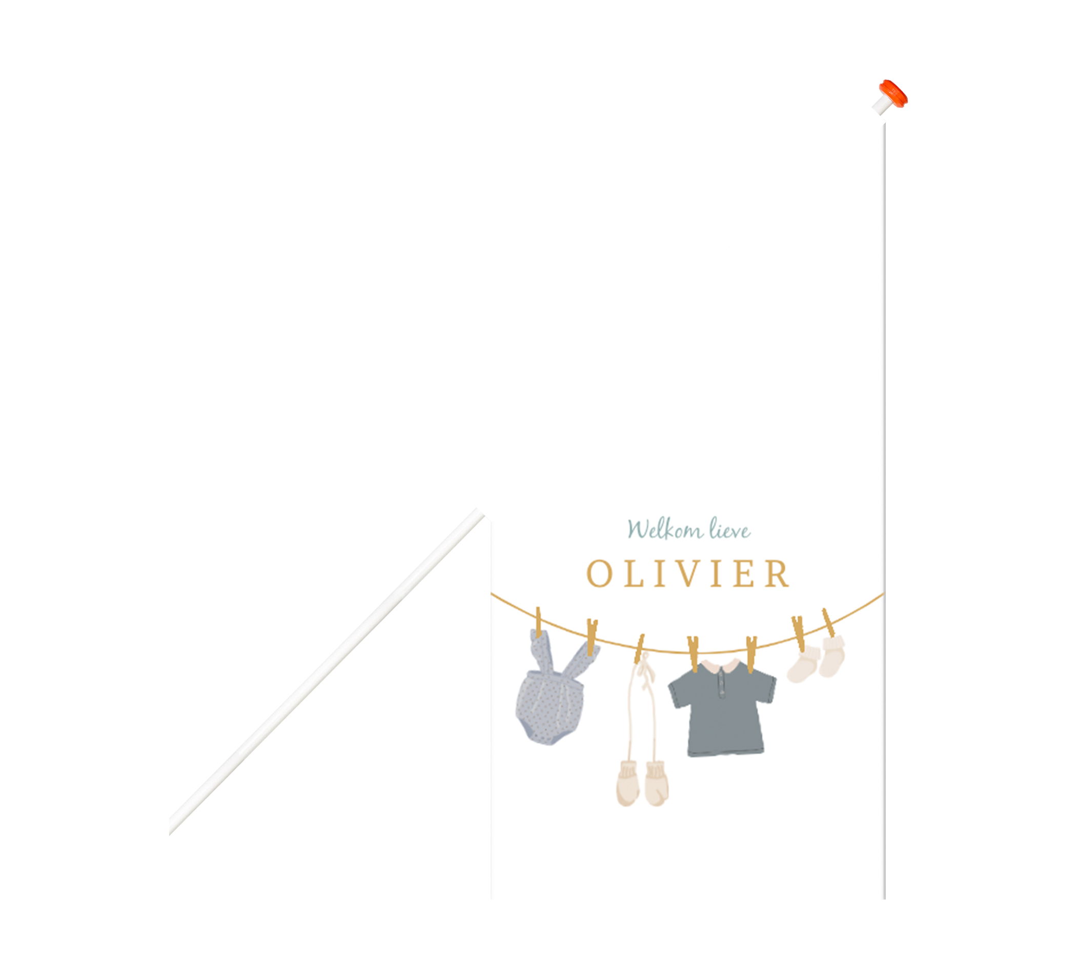 Geboortevlag wit met waslijn en kleertjes jongen