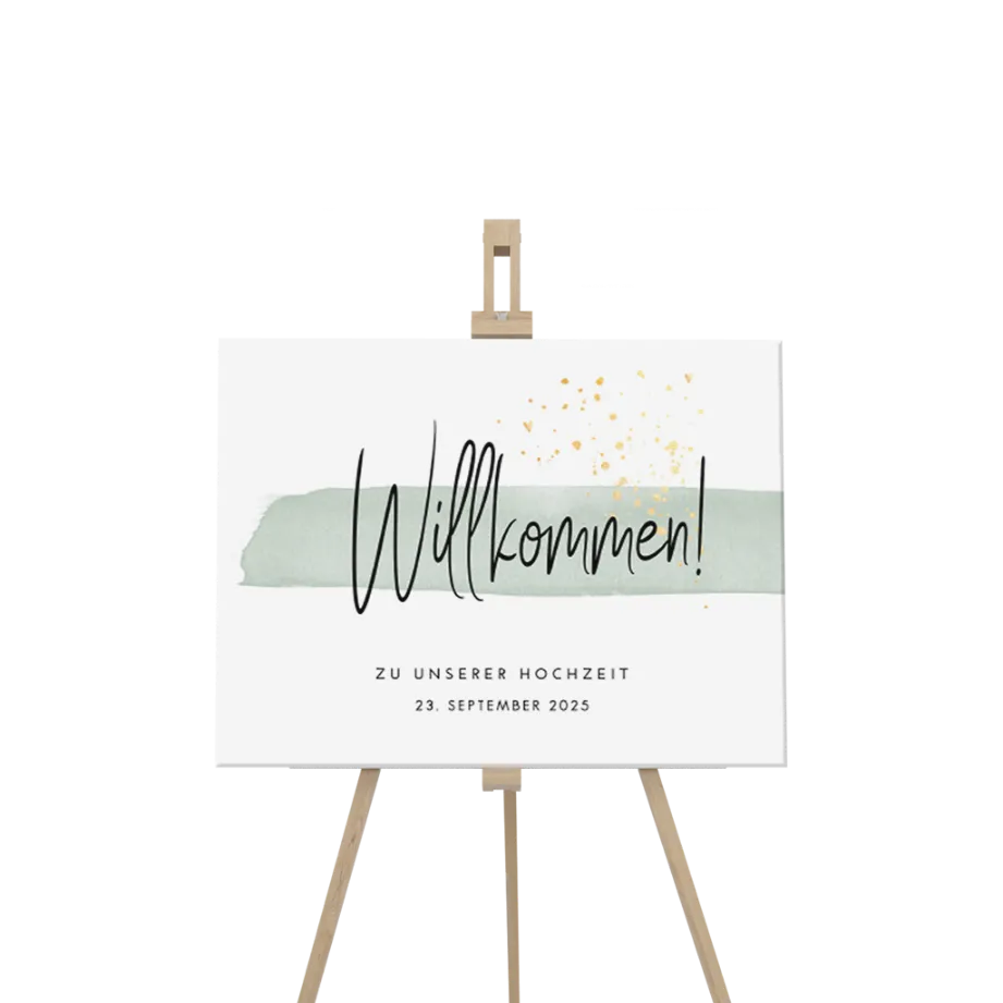 Willkommensschild mit Streifen