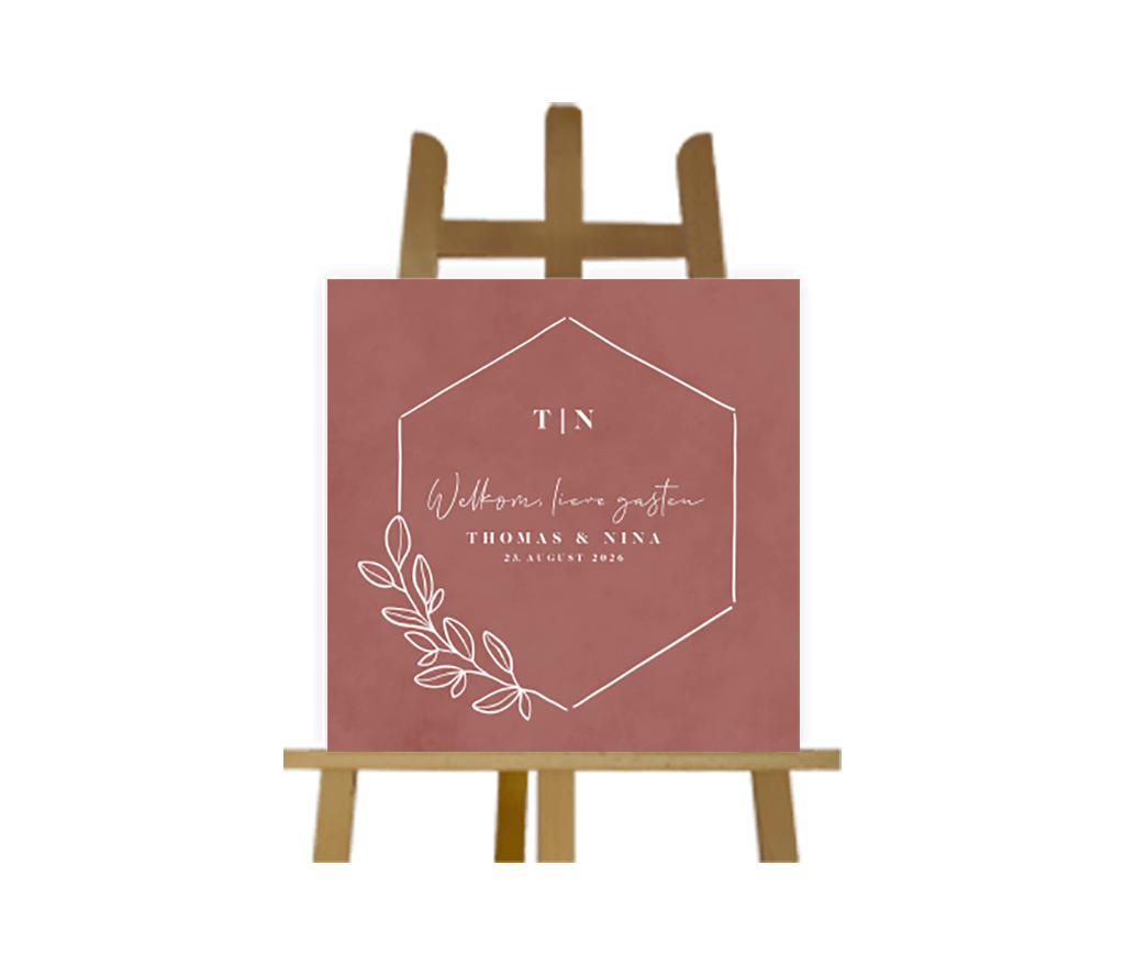 Bruiloftsbord vierkant met hexagoon en takje