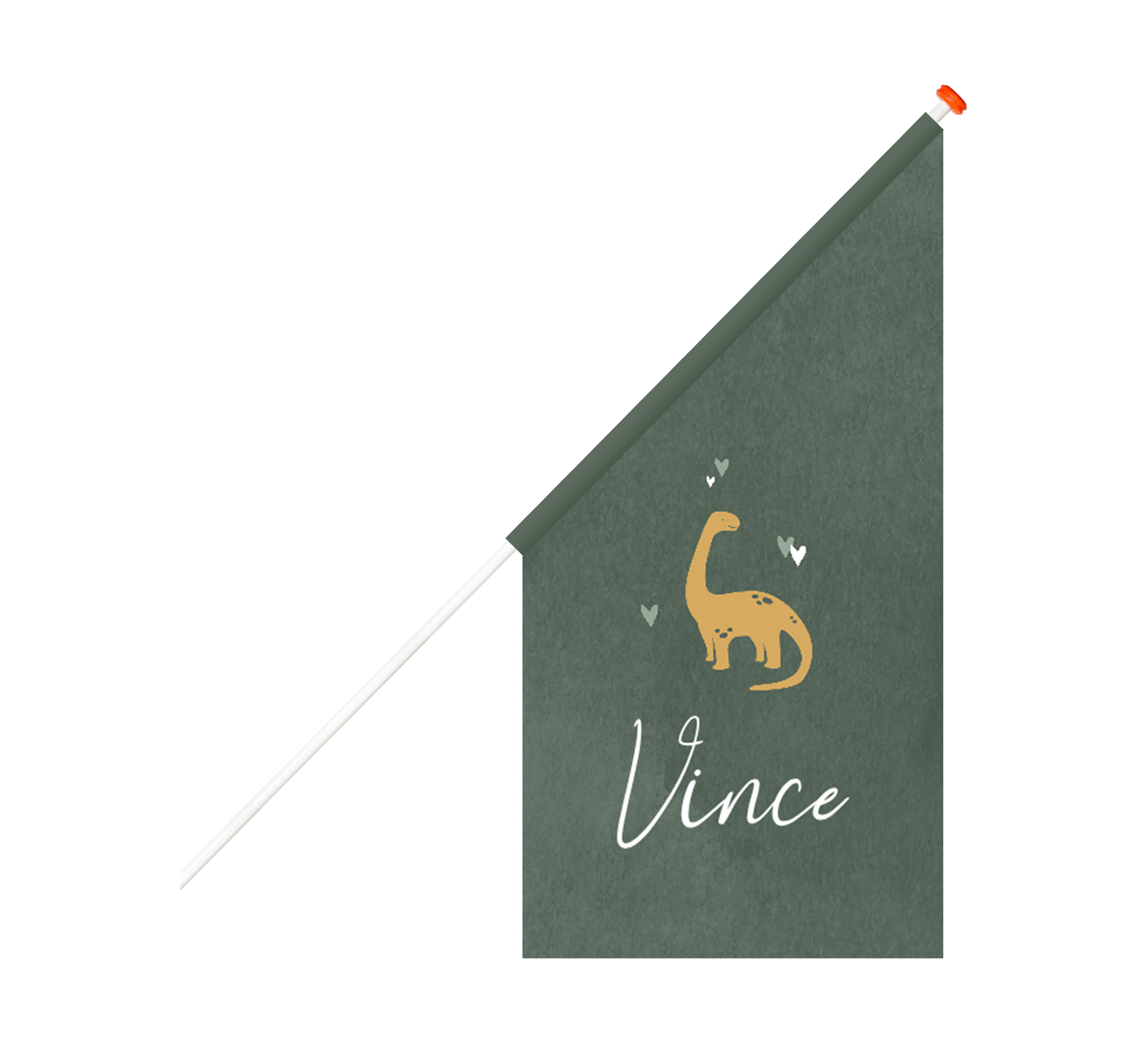 Geboortevlag stoer groen met dino