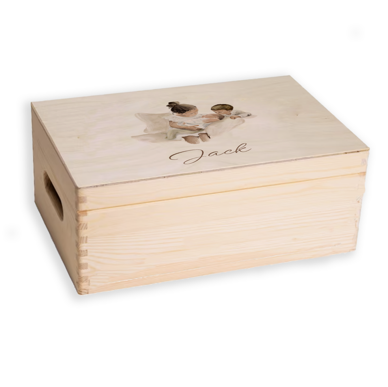 Geschilderd memorybox derde kindje olieverf lief jongen