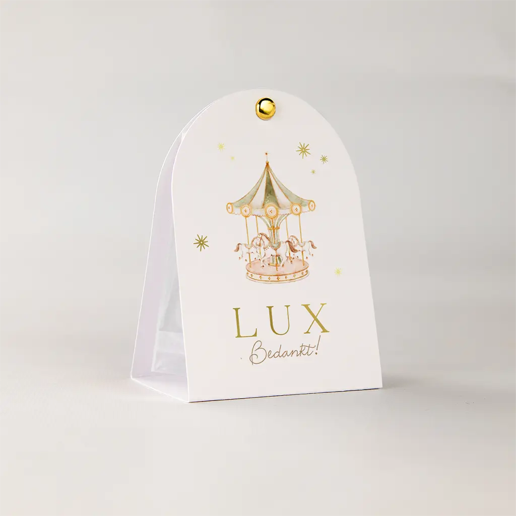 Vrolijk doopsuiker snoepzakje met carrousel en paardjes 