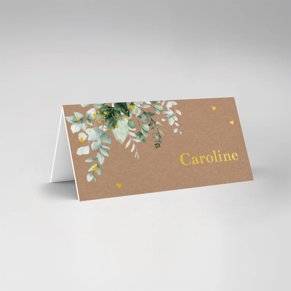 Naamkaartjes botanisch groen dubbel gevouwen kraftlook