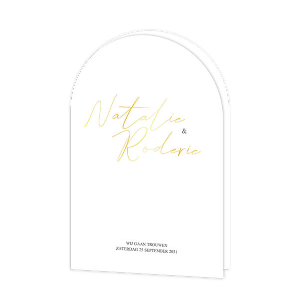 Bogen trouwkaart met goudfolie