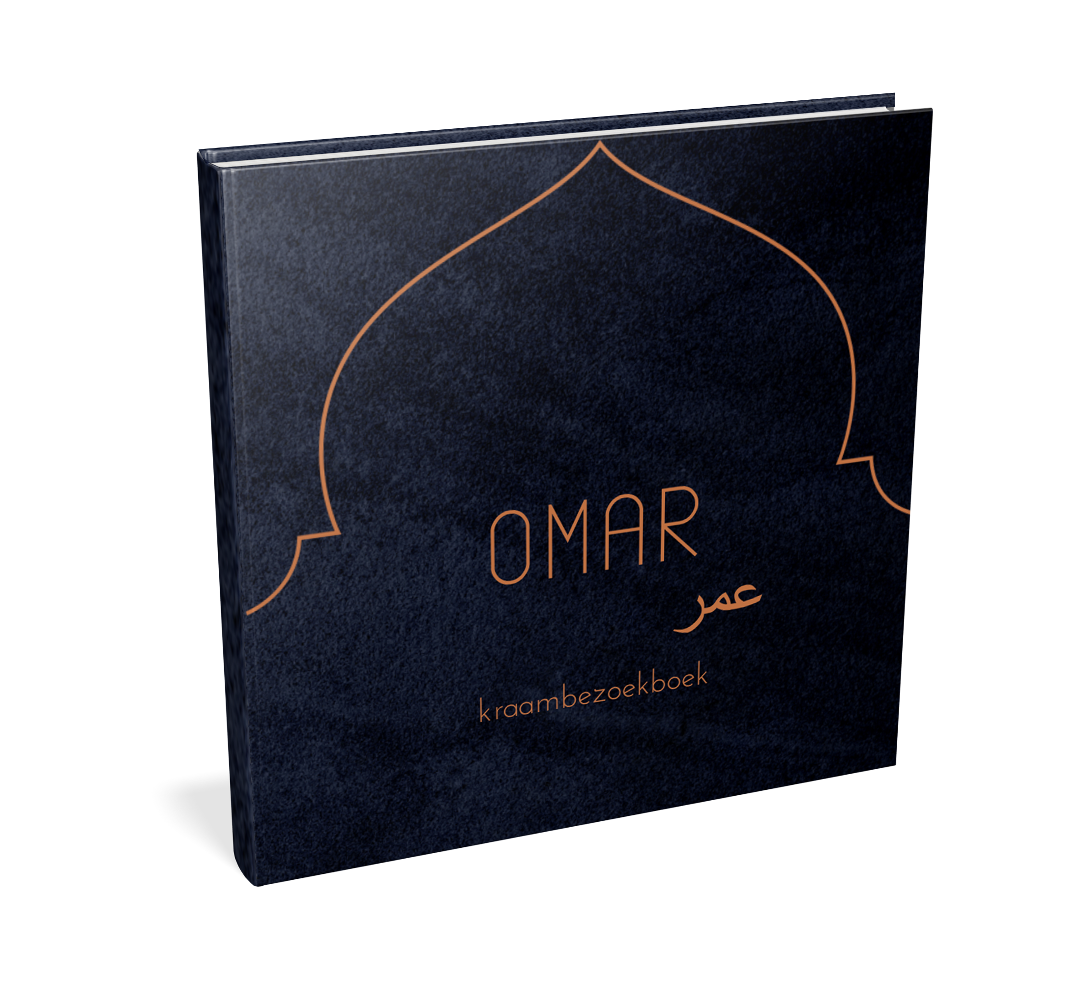 Kraambezoekboek blauwe velvet-look met koperkleur