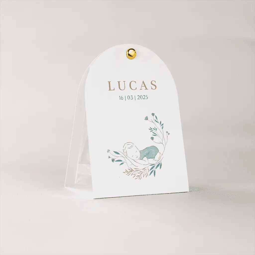 Doopsuiker snoepzakje baby met bloemen jongen