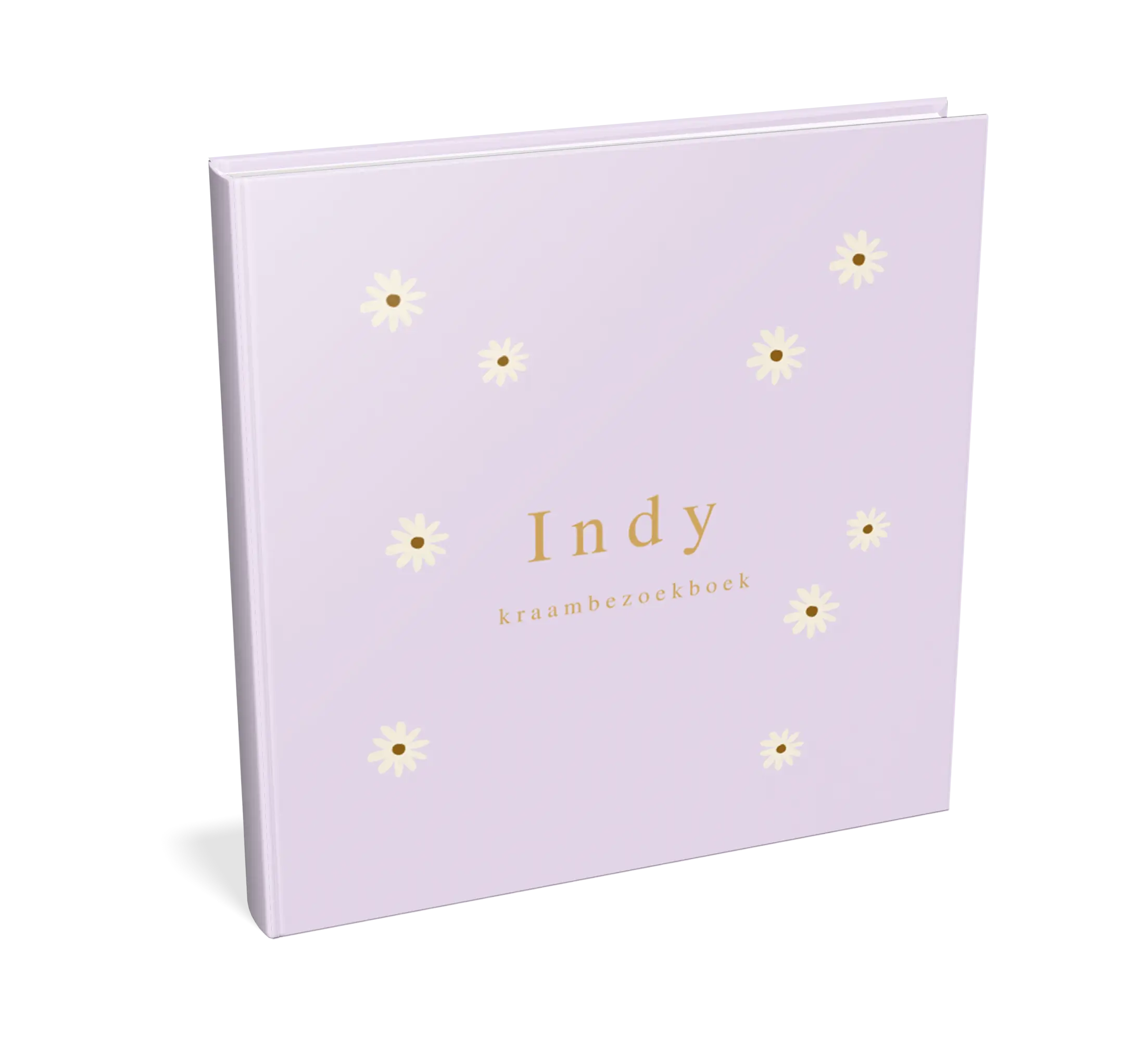 Lief lila kraambezoekboek met madeliefjes - met invulpagina's