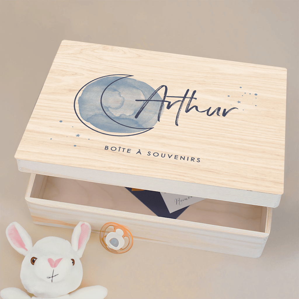 Boîte à souvenirs avec pleine lune et croissant de lune