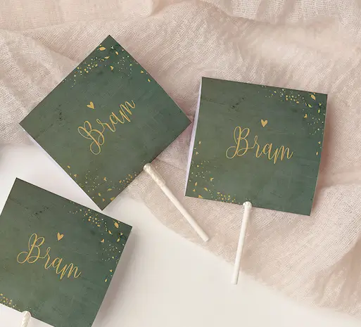 Doopsuiker lollyhoesje groen met spetters |  3 stuks