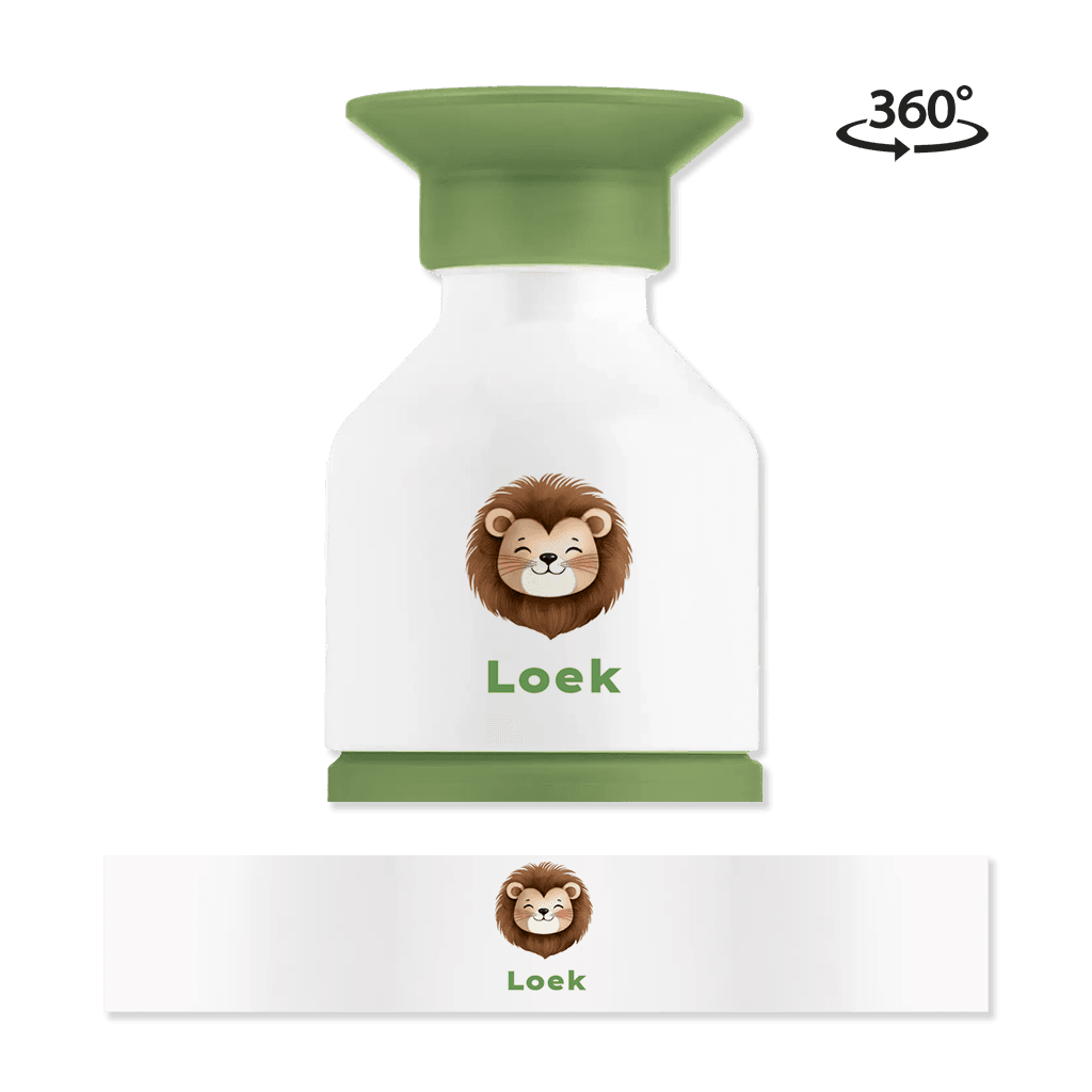 Dopper steel MINI met leeuw en naam