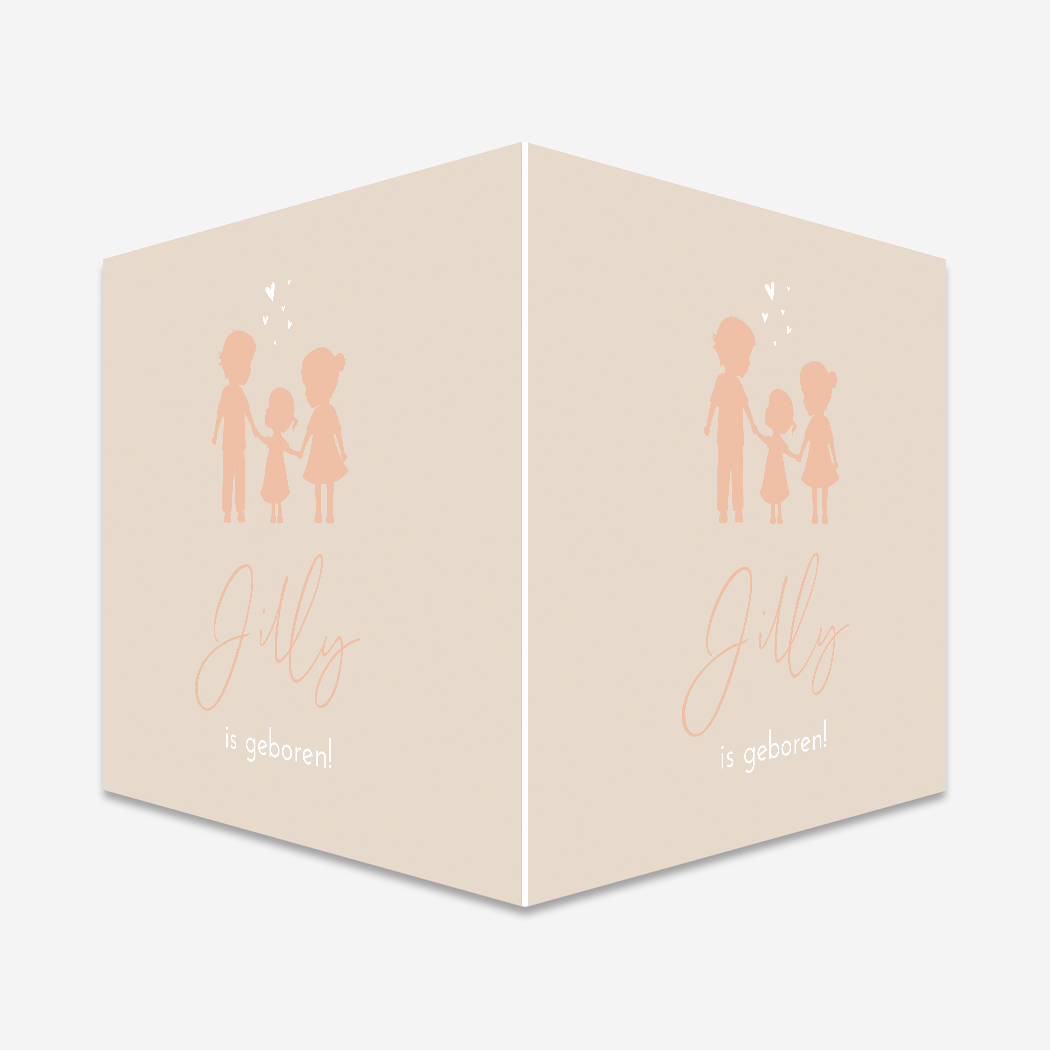 Raambord Kindjes Silhouetten Beige geboortebord