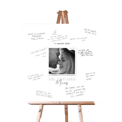 Panneau mariage livre d'or avec photo, date et nom des mariés