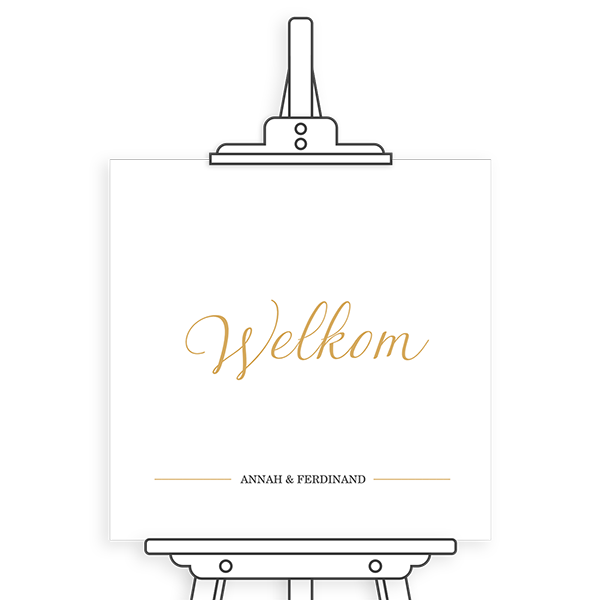 Klassiek welkomstbord met goudlook
