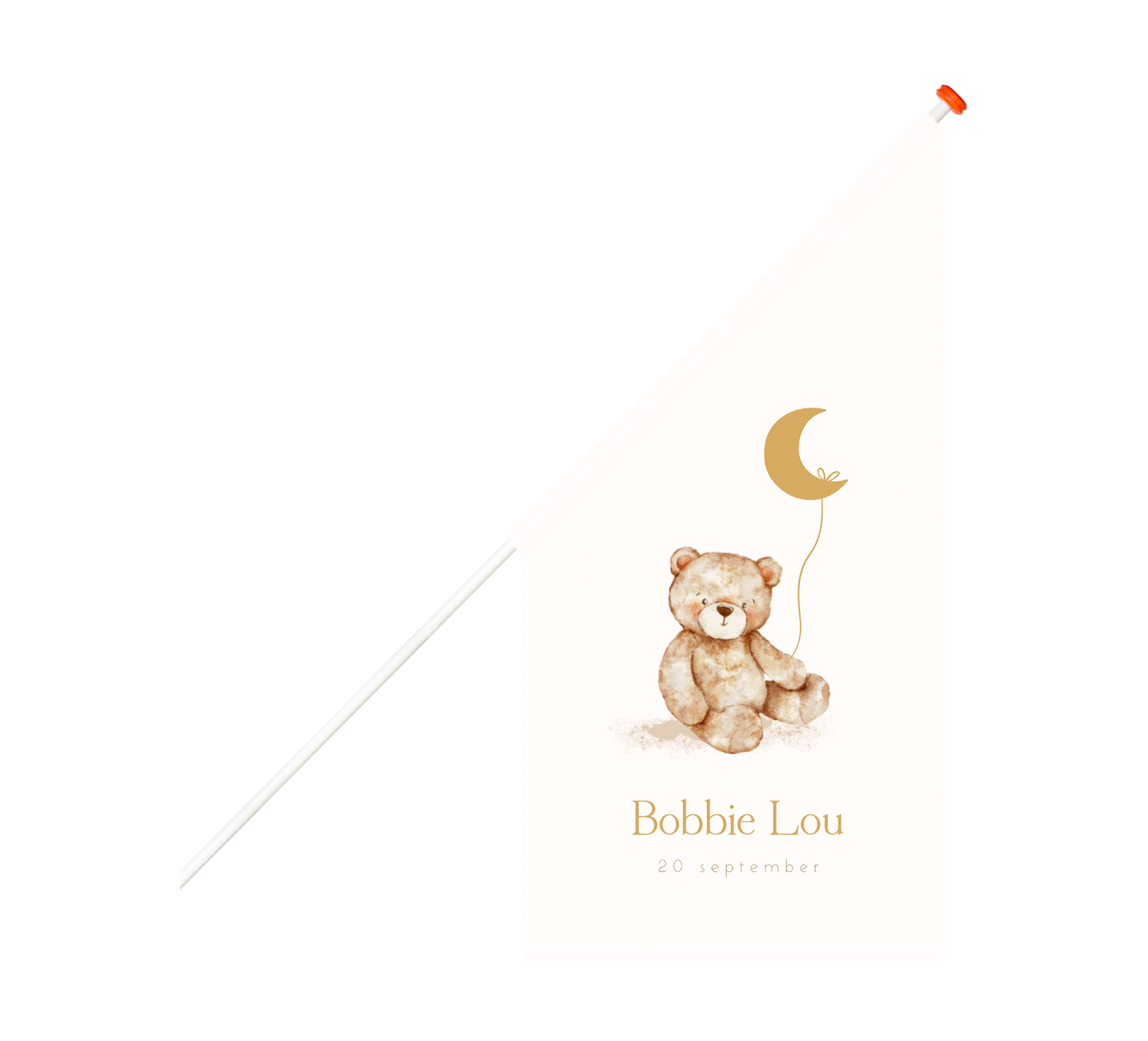 Geboortevlag met beertje en maan