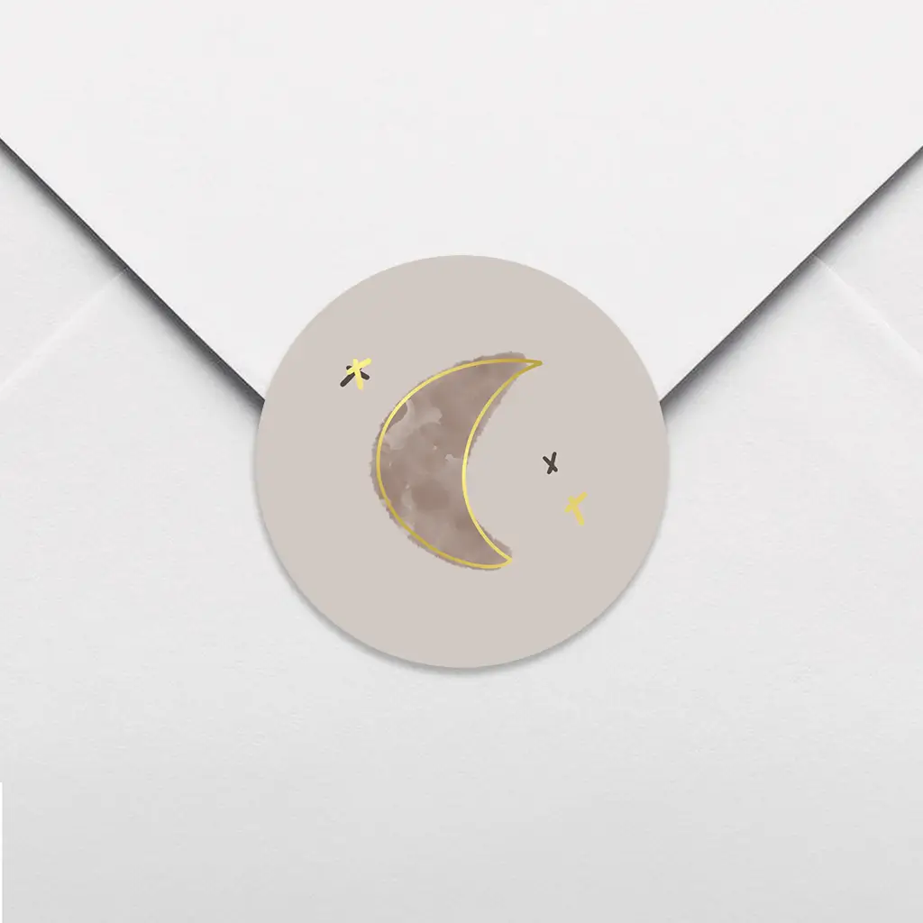 Sluitsticker taupekleurig met maantje - per vel