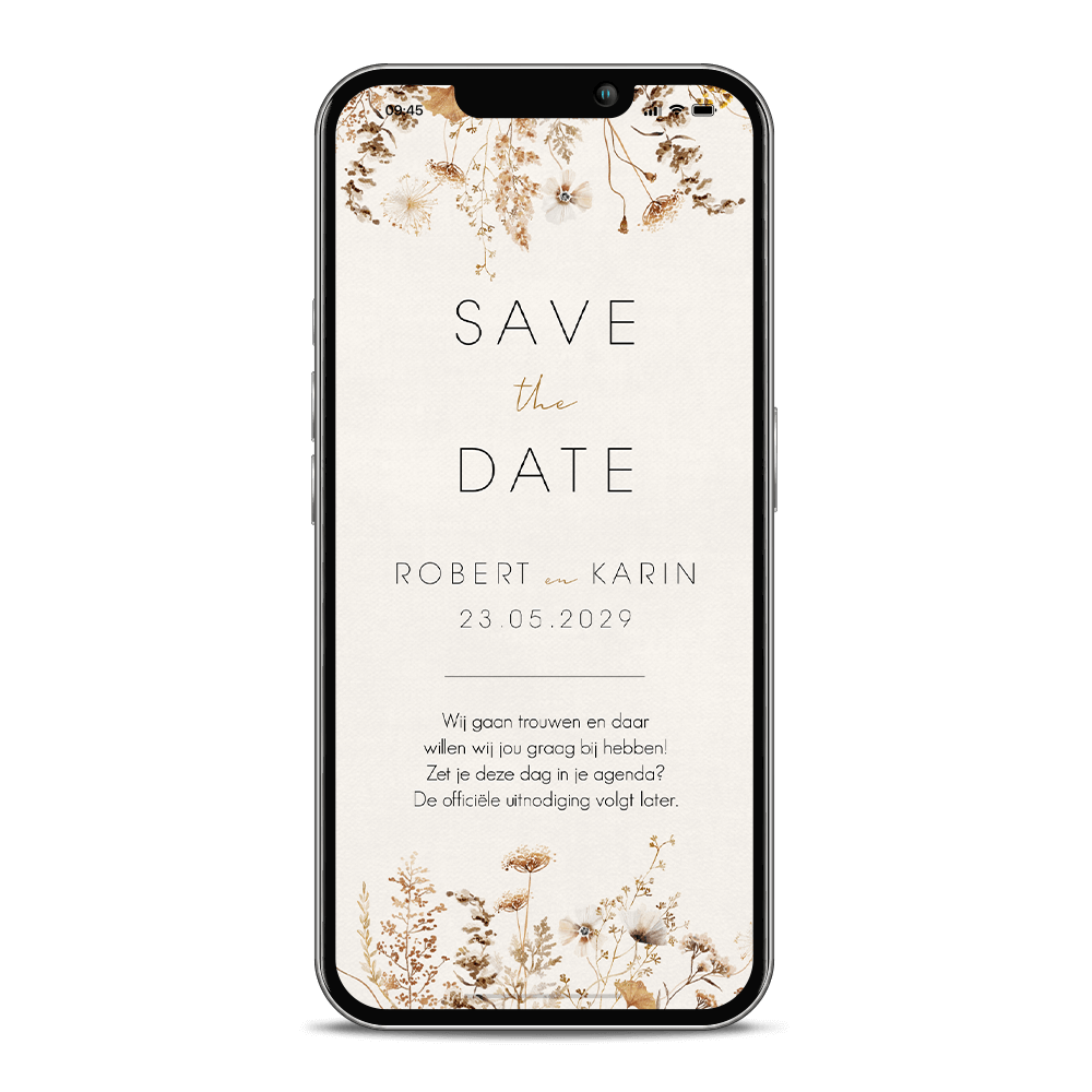 Digitale Save the Date kaart met veldbloemen
