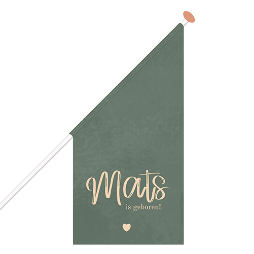 Stijlvolle geboortevlag jongen met naam en hartje