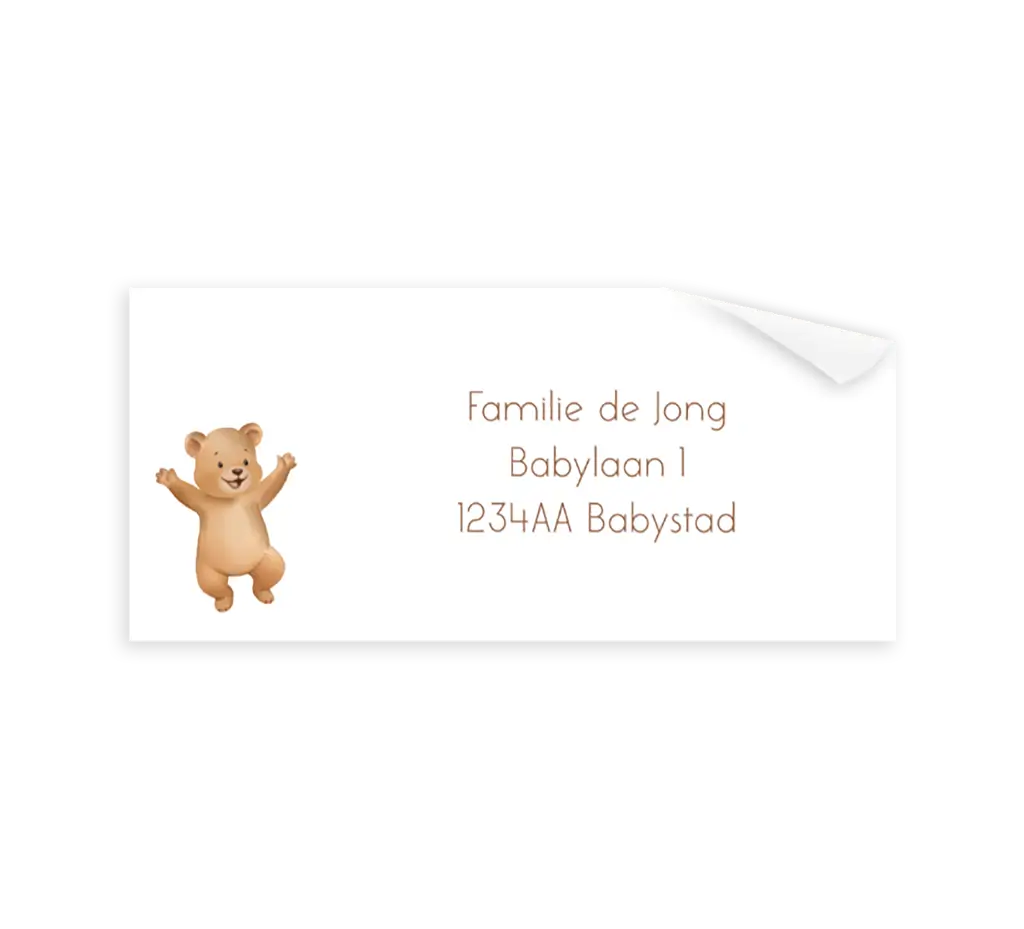 Adressticker met vrolijk beertje