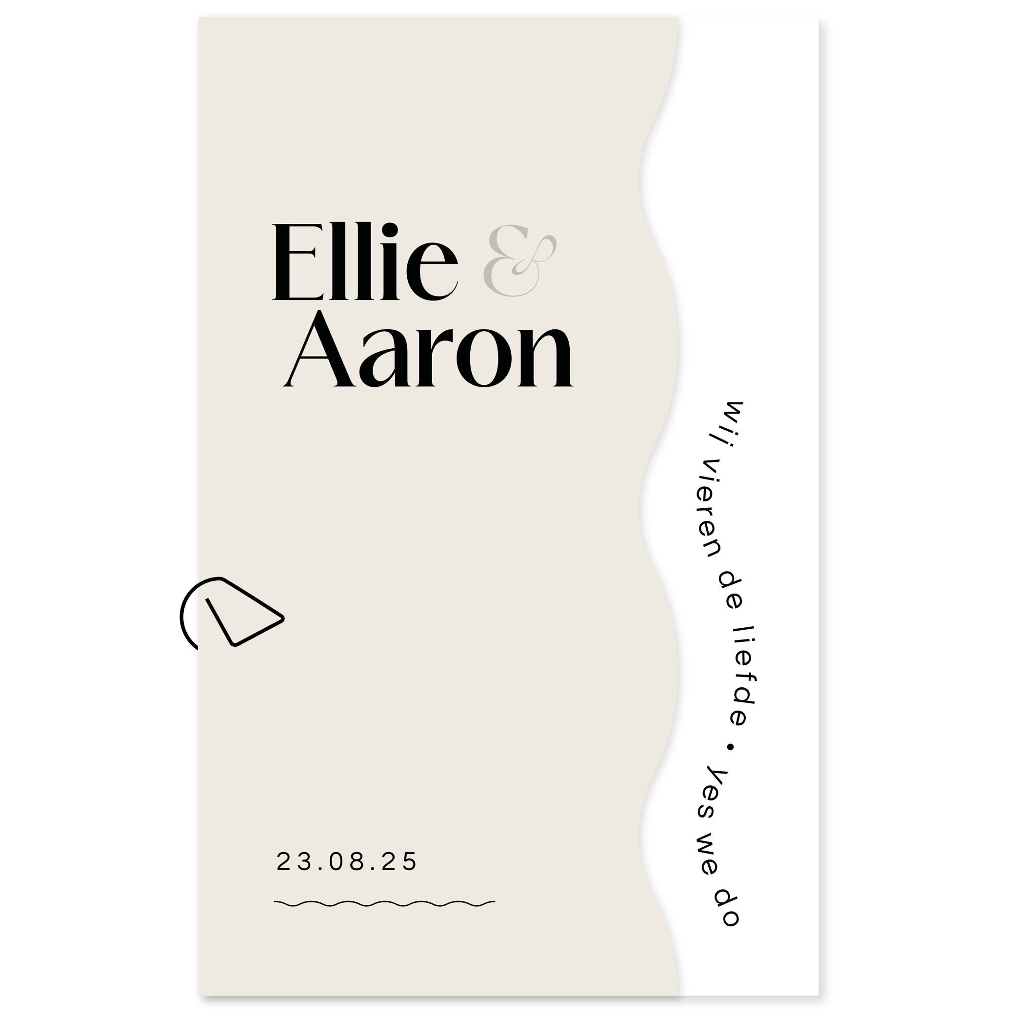 moderne stapel trouwkaart beige