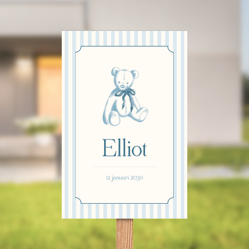 Rianne Meijer klassiek geboortebord tuin met beertje