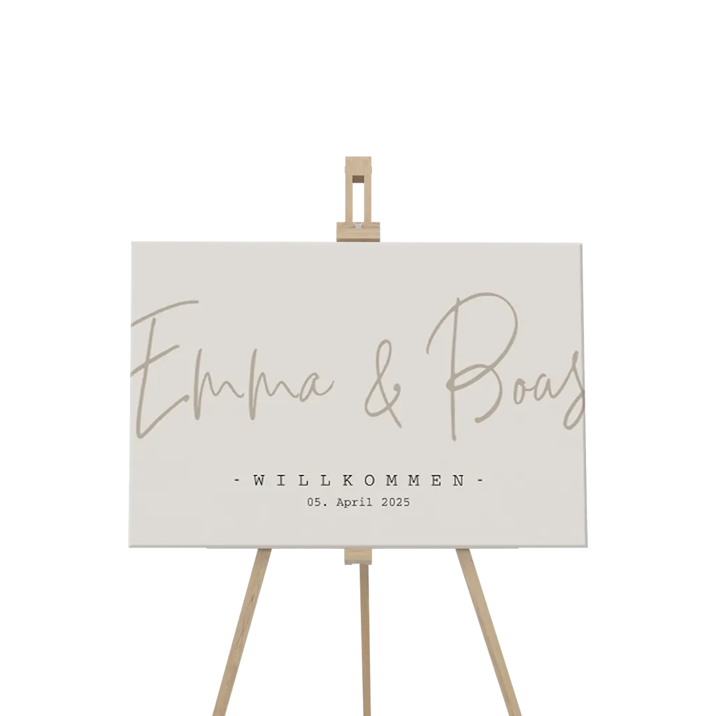 Willkommensschild mit Namen in großer Schrift 60x40cm