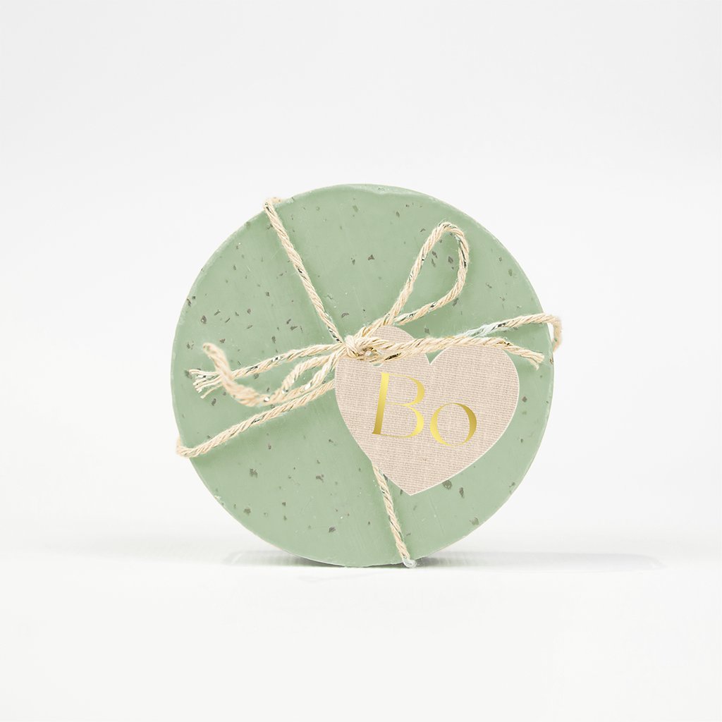 Label hartje linnen look en goudfolie 46 x 40 mm - per 16 stuks