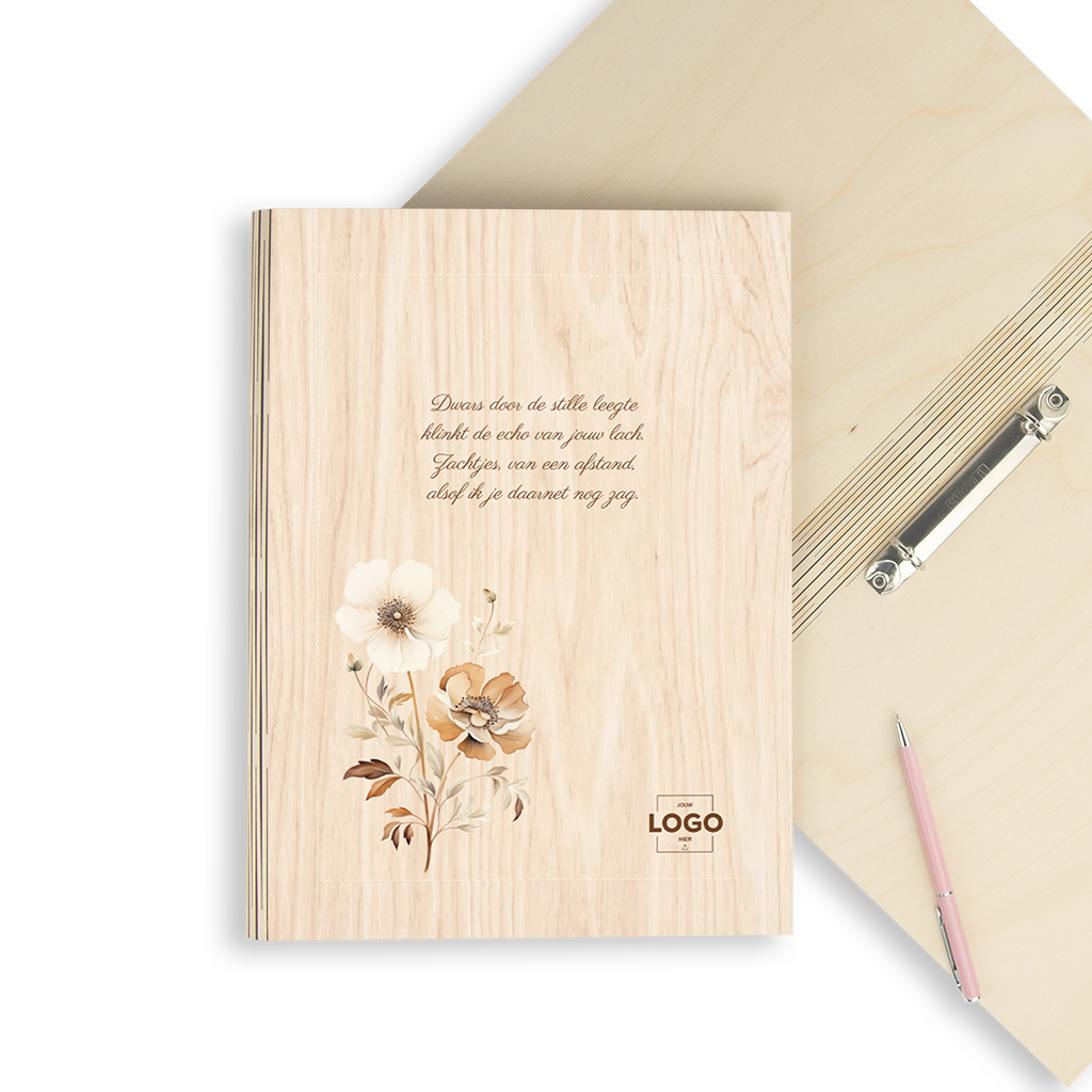 Condoleance omslag met bloem en gedicht - personaliseer eenvoudig