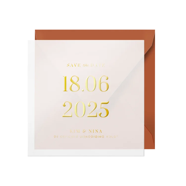 Calco Save the Date kaart met koperfolie