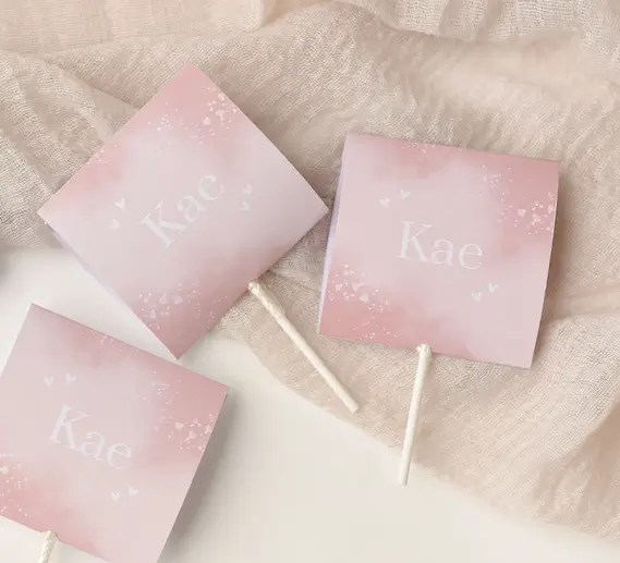 Doopsuiker lollyhoesje roze watercolour |  3 stuks